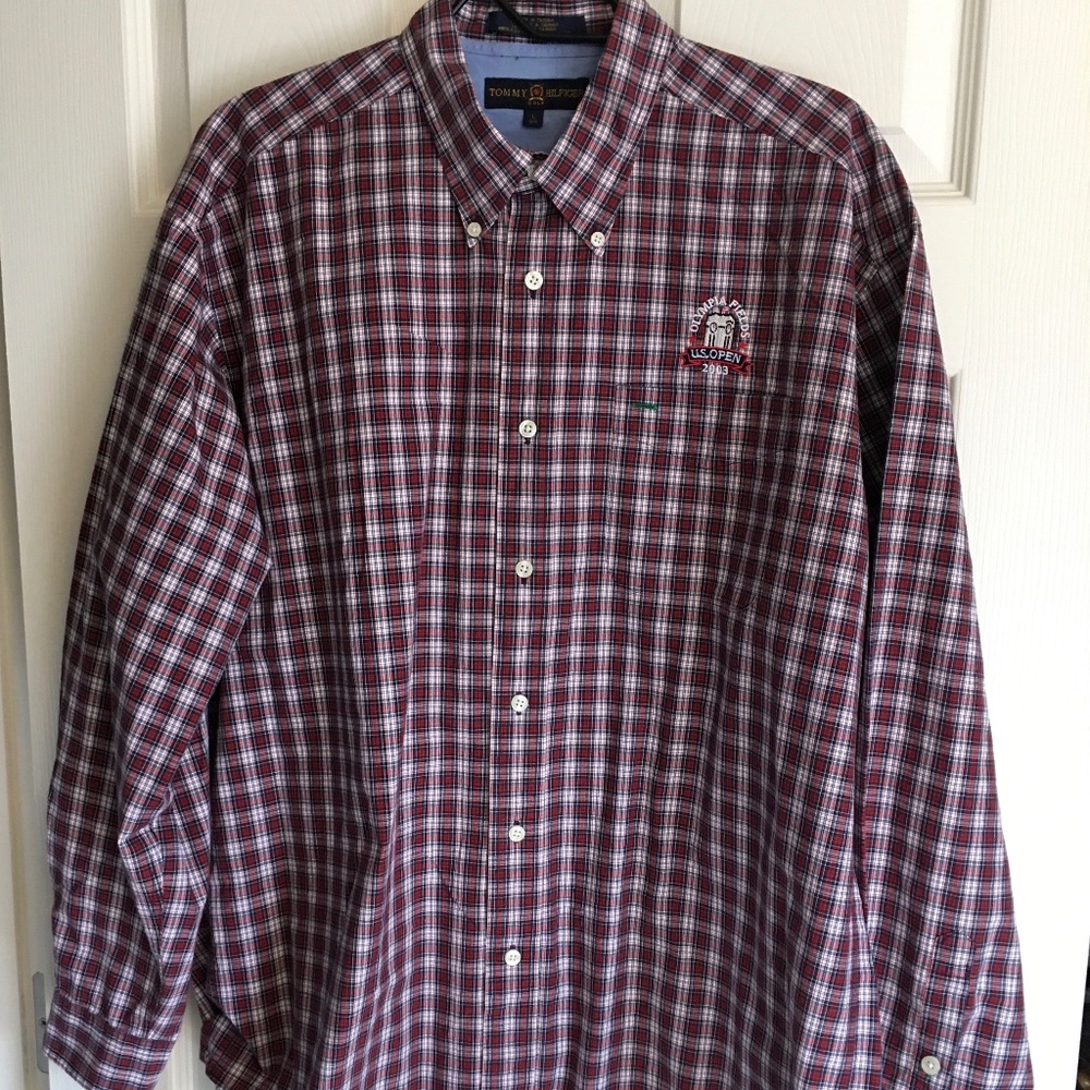 Vtg Tommy Hilfiger men's l/s button down shirt, Lg